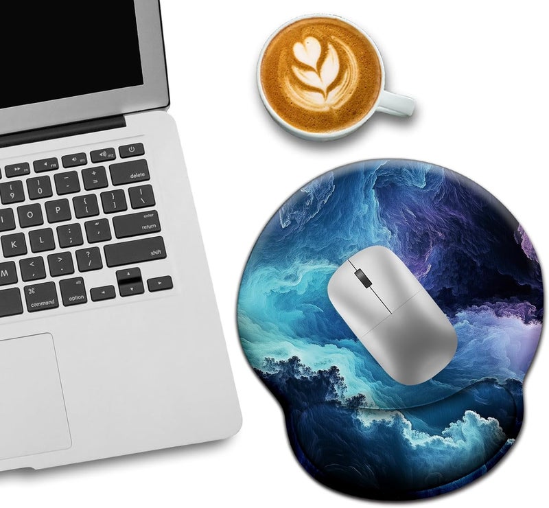 LIMKRIAN Galaxy Mouse Pad with Wrist Rest, Ergonomic Mouse Pad Wrist Support with Non-Slip Pain Relief PU Base, Funny Gaming Computer Mousepad, Cute Office Supplies Home Desk Accessories Decor - Image 3